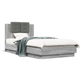 Bed Frame with Headboard Grey Sonoma 75x190 cm Small Single Engineered Wood