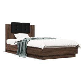 Bed Frame with Headboard Brown Oak 75x190 cm Small Single Engineered Wood
