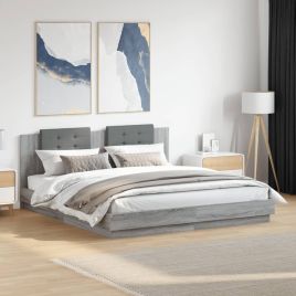 Bedframe with LED Grey Sonoma 160x200cm