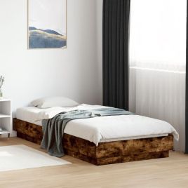 Bedframe Smoked Oak 100x200cm Engineered Wood