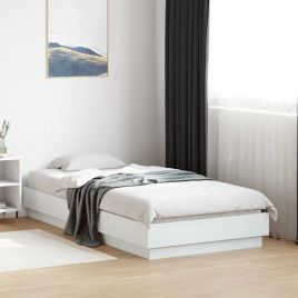 Bedframe White 90x190cm Single Engineered Wood