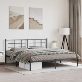 Metal Bedframe with Headboard Black 183x213cm