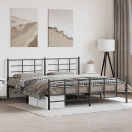 Metal Bedframe with Footboard Black 200x200cm