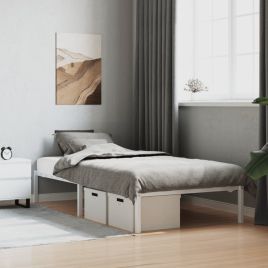 Metal Bed Frame White 100x190 cm