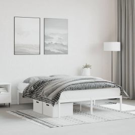 Metal Bed Frame White 135x190 cm Double