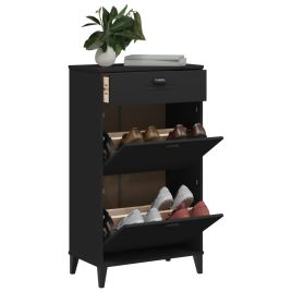 Shoe Cabinet VIKEN Black Solid Wood Pine