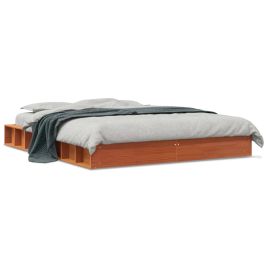 Bed Frame Wax Brown 160x200 cm Solid Wood Pine