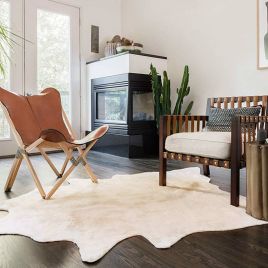 Real Cowhide Rug Beige 180x220cm