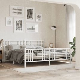 Metal Bedframe with Footboard White 183x213cm