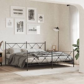 Metal Bedframe with Footboard Black 183x213cm