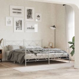 Metal Bedframe with Footboard White 183x213cm