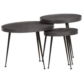 Coffee Table 3 Pieces Black Engineered Wood