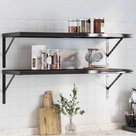 Wall Shelves 2 Pieces 100x40 cm Black Stainless Steel