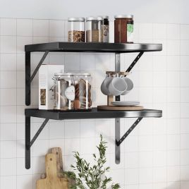Wall Shelves 2 Pieces 50x40 cm Black Stainless Steel