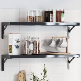 Shelf Brackets 4 pcs 20x2.5x14 cm Black Stainless Steel
