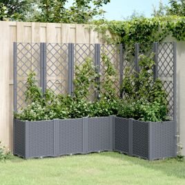 Garden Planter with Trellis Grey 160x120x140 cm PP