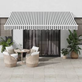 Manual Retractable Awning Anthracite&White 400x350 cm