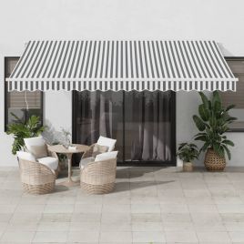 Manual Retractable Awning Anthracite&White 450x350 cm