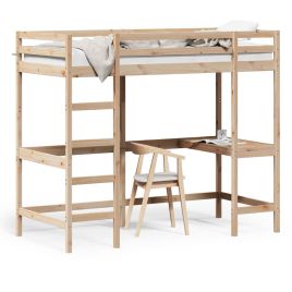 Loft Bed with Desk 100x200 cm Solid Wood Pine