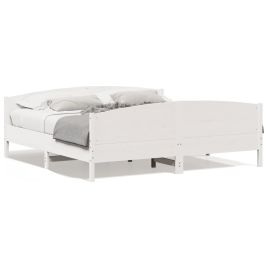 Bed Frame with Headboard White 200x200 cm Solid Wood Pine