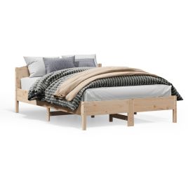 Bed Frame with Headboard 160x200 cm Solid Wood Pine