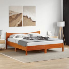 Bedframe Wax Brown 200x200cm Solid Wood Pine