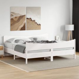 Bedframe White 200x200cm Solid Wood Pine