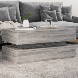 Coffee Table with LED Lights Grey Sonoma 90x50x40 cm