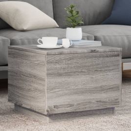 Coffee Table with LED Lights Grey Sonoma 50x50x40 cm