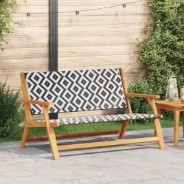 Garden Bench Black and White 122x76x73.5 cm Solid Wood Acacia