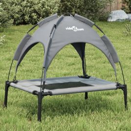 Dog Bed with Canopy Anthracite Oxford Fabric and Steel - vid-172592