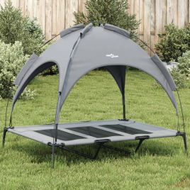 Dog Bed with Canopy Anthracite Oxford Fabric and Steel - vid-172595