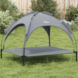 Dog Bed with Canopy Anthracite Oxford Fabric and Steel - vid-172599