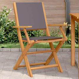Garden Chairs 2 pcs Anthracite Solid Wood Acacia and Fabric - vid-367670