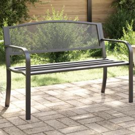 Garden Bench 119 cm Black Steel - vid-4002827