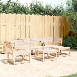 5 Piece Garden Lounge Set Solid Wood Pine