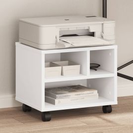Printer Stand with Wheels White 41x32x34,5 cm