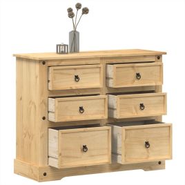 GRACE I Oak Finish Chest of Drawers - Large-sized, 6 Drawers, Double