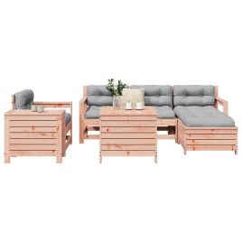 7 Piece Garden Sofa Set Solid Wood Douglas Fir - vid-3250554