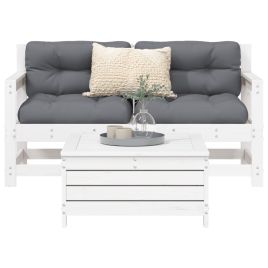 3 Piece Garden Sofa Set White Solid Wood Pine - vid-3250761