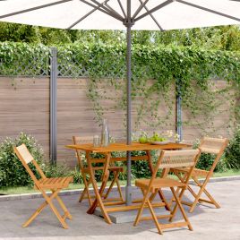 Folding Garden Chairs 4 pcs Beige Solid Wood Acacia - vid-3214607