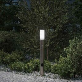 TONGLEN Bollard Light with Sensor and Outlet 80 cm Stainless IP44 Steel