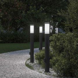 TONGLEN Bollard Lights with Outlet 3pcs 80 cm Stainless IP44 Steel