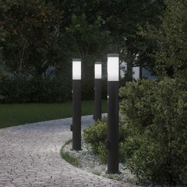 TONGLEN Bollard Lights with Sensor and Outlet 3pcs 80 cm Stainless IP44 Steel