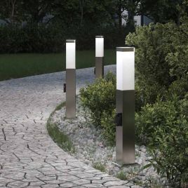 TONGLEN Bollard Lights with Outlet 3 pcs 50 cm Stainless IP44 Steel