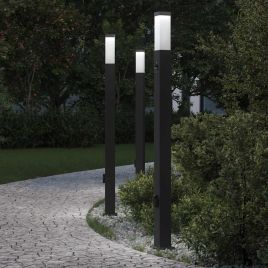 TONGLEN Bollard Lights with Sensor and Outlet 3 pcs 110 cm IP44 - Black