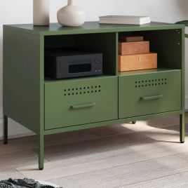 TV Cabinet Olive Green 68x39x50.5 cm Steel - vid-843050