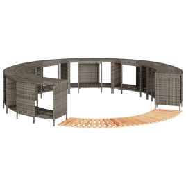 TRSTON Hot Tub Surround Poly and Solid Wood Acacia Rattan - Grey