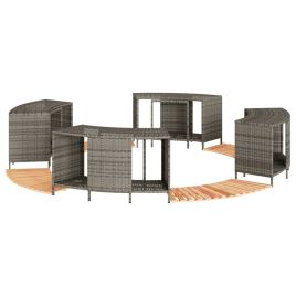TRSTON Hot Tub Surround Poly and Solid Wood Acacia Rattan - Grey