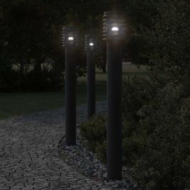 BAPARK Outdoor Floor Lamps 3pcs 110cm Stainless Steel - Black